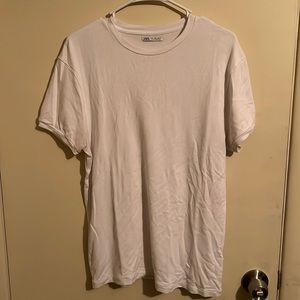 Zara Womens White Crew Neck Tshirt